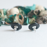 Big Vintage Button Earrings ER0837 - Thumbnail 2