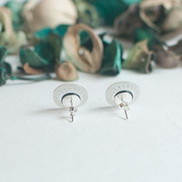 Vintage White Button Earrings ER0839 - Thumbnail 2