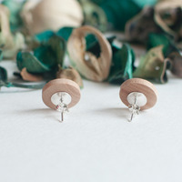 Wooden Button Earrings ER0842 - Thumbnail 1