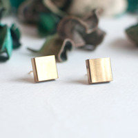 Gold Metal Stud Earrings ER0833 - Thumbnail 1