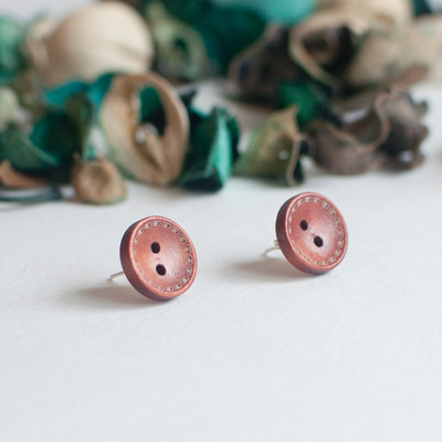 Brown white dot earrings er0841 - Thumbnail 1