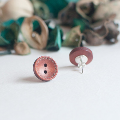 Brown white dot earrings er0841