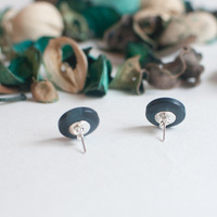 Vintage Blue Button Stud Earrings ER0845 - Thumbnail 2