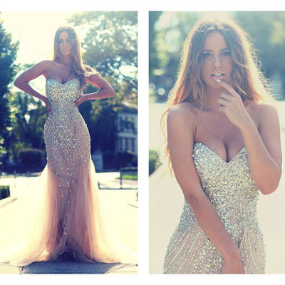 A-line beading long prom dresses,sweetheart prom dresses 2015,tulle evening dresses,wedding gowns 2016,pd380022 - Thumbnail 5