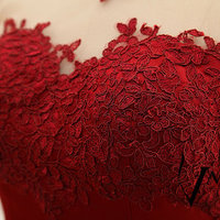 Charming Burgundy Sweetheart Knee Length Prom Dress With Embroidery And Lace, Burgundy Prom Dresses, Prom Dresses 2016,PD20160708 - Thumbnail 1