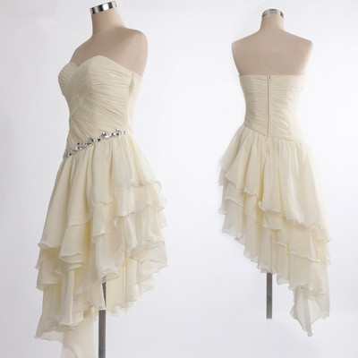 Adorable champagne asymmetrical prom gown, prom dress 2015, homecoming dresses, graduation dresses,pd20160705