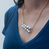 Double Disco Metal Beads Silver Gold Pendant Necklace NL0735 - Thumbnail 1