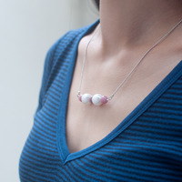 Rose Quartz Silver Chain Necklace NL0803 - Thumbnail 1