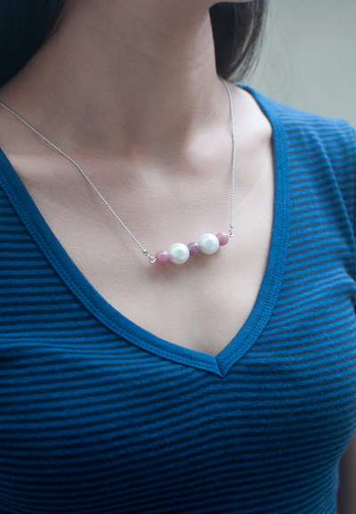 Rose Quartz Silver Chain Necklace NL0803