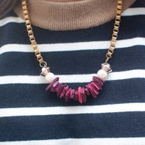 Purple Red Stone Howlite Necklace NL0707