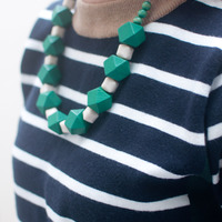 Green And White Collar Necklace NL0621 - Thumbnail 1