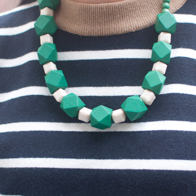 Green and white collar necklace nl0621 - Thumbnail 4