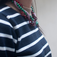 Red & Green Multi Strand Necklace NL0641 - Thumbnail 2