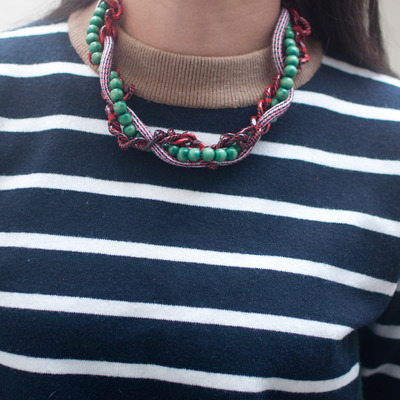 Red & green multi strand necklace nl0641 - Thumbnail 3