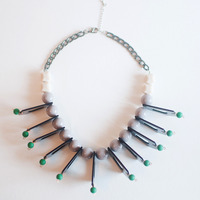 Character Flatten Plastic Plate Beaded Statement Necklace NL0647 - Thumbnail 2