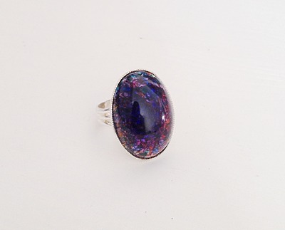 Large Midnight Amethyst Opal Ring