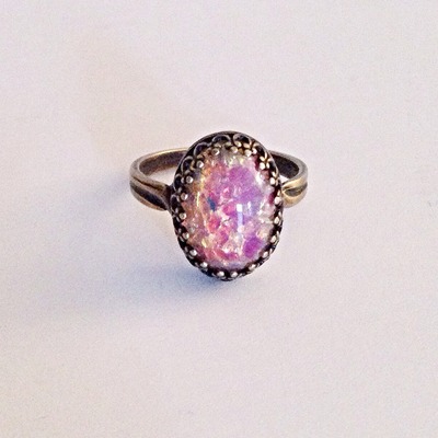 Vintage harlequin opal ring