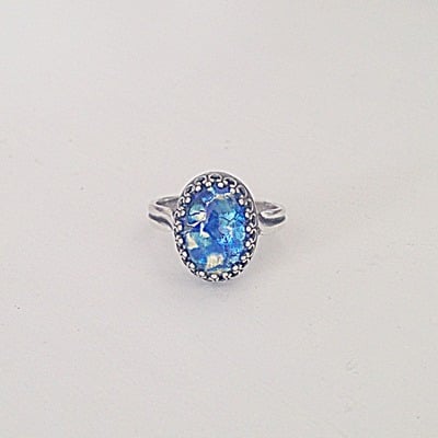 Sapphire blue opal ring