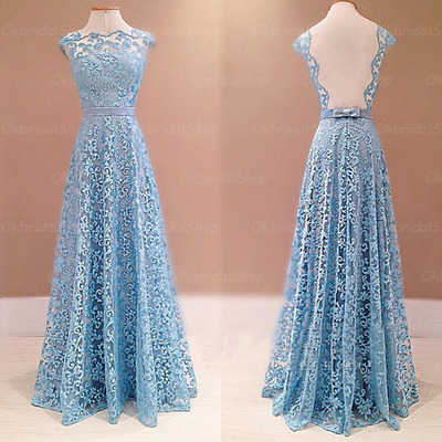 lace prom dress, blue prom dress, long prom dress, elegant prom dress, custom prom dress, BD14312