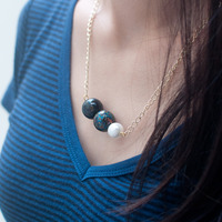 Japanese Beads Faux Pearl Simple Necklace NL0826 - Thumbnail 1