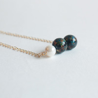 Japanese Beads Faux Pearl Simple Necklace NL0826 - Thumbnail 3