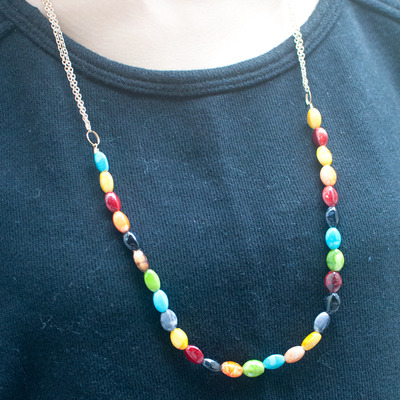 Long multi colors ceramics beads necklace nl0791 - Thumbnail 2