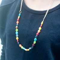 Long Multi Colors Ceramics Beads Necklace NL0791 - Thumbnail 1