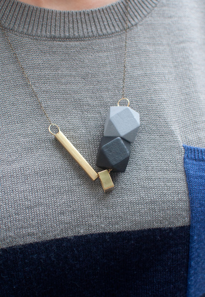 Black Grey Geometric Beads Necklace NL0857