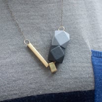 Black Grey Geometric Beads Necklace NL0857