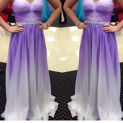 Elegant Sweetheart A-Line Floor Length Chiffon Gradient Purple Prom Dress With Beadings, Long Prom Dresses, Prom Dresses 2015,PD20160704