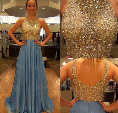long prom dress, blue prom dress, custom prom dress, elegant prom dress, chiffon prom dress, BD14321