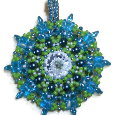 Sparkling spring pendant, aqua and lime green