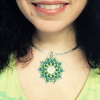Sparkling Spring Pendant, Aqua and Lime Green - Thumbnail 1