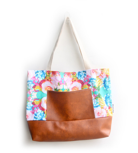 neon floral tote (ready to ship)