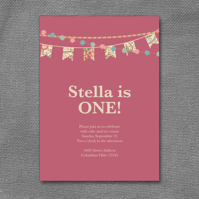 Pink Garland Birthday Invitation