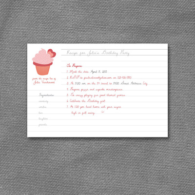 Recipe card birthday invitation