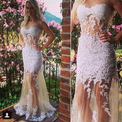Champagne prom dress, long prom dress, lace prom dress, sexy prom dress, 2018 prom dress, bd14348