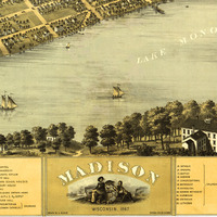 Madison, Wisconsin in 1867 - Bird's Eye View Map, Aerial, Panorama, Vintage, Antique, Reproduction, Giclée, Fine Art, Wall Art - Thumbnail 1