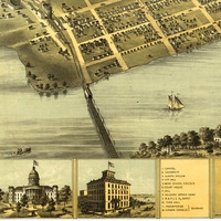 Madison, Wisconsin in 1867 - Bird's Eye View Map, Aerial, Panorama, Vintage, Antique, Reproduction, Giclée, Fine Art, Wall Art - Thumbnail 2