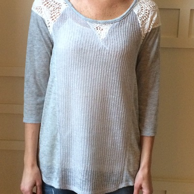 Grey & ivory sheer sweater
