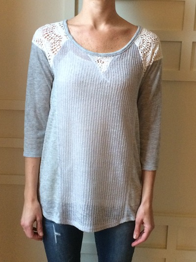 Grey & Ivory Sheer Sweater