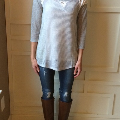 Grey & ivory sheer sweater