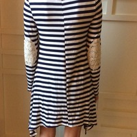 Boho Lace Elbow Patch Dress - Thumbnail 3