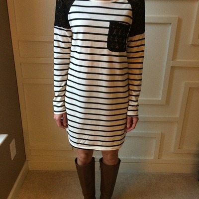 Stripes & lace dress