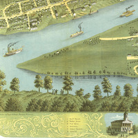 Wheeling, West Virginia in 1870 - Bird's Eye View, Map, Aerial, Panorama, Vintage, Antique, Reproduction, Giclée, Fine Art, Wall Art - Thumbnail 2