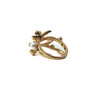 Flower ring with Rhinestones & Faux Pearls -1