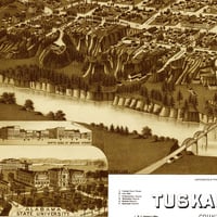 Tuscaloosa, Alabama in 1887 - Bird's Eye View Map, Aerial, Panorama, Vintage, Antique, Reproduction, Giclée, Fine Art, Wall Map, History - Thumbnail 2