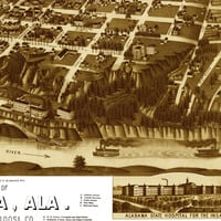Tuscaloosa, Alabama in 1887 - Bird's Eye View Map, Aerial, Panorama, Vintage, Antique, Reproduction, Giclée, Fine Art, Wall Map, History - Thumbnail 3