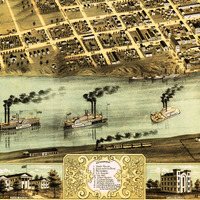 Little Rock, Arkansas in 1871 - Bird's Eye View, Aerial, Panorama, Vintage, Antique Map, Reproduction, Giclée, Fine Art, Wall Map, History - Thumbnail 2