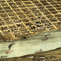 Little Rock, Arkansas in 1871 - Bird's Eye View, Aerial, Panorama, Vintage, Antique Map, Reproduction, Giclée, Fine Art, Wall Map, History - Thumbnail 4